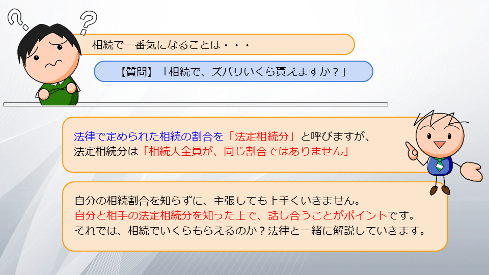 相続の学校1-4:ズバリ相続でいくら貰えますか?